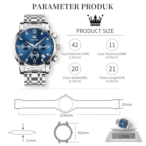 Image of OLEVS Men Multifunction Watch, Multi Dial Waterproof Luminous Chronograph Men's Watch with Date Gift for Men,Stainless Steel Watches for Men,Classic Men Wrist Watch