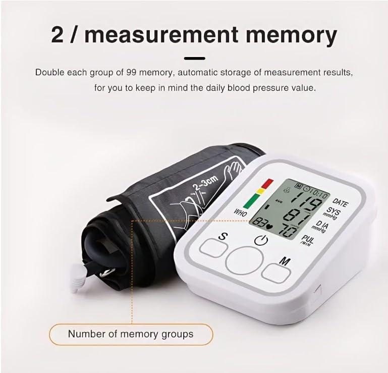 Image of Automatic Digital Blood Pressure Monitor for Upper Arm, Large LCD Display, One-Touch Operation, Irregular Heartbeat Detection, Memory Function, Adjustable Cuff (22-32 cm) for Home Use