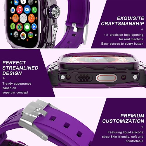 Luxury Translucent Smartwatch Case for Apple Watch Ultra 49mm, Fully wrapped lightweight rugged case with band, silicon strap - Image 4