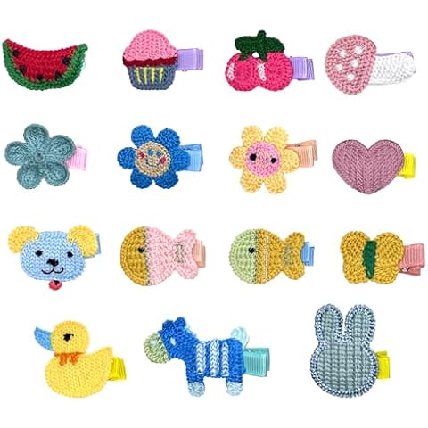 Rimobul 15 PCS Handmade Crocheted Animal Hair Clips Cover