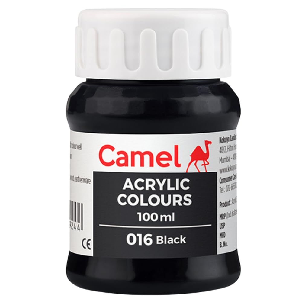 Kokuyo Camlin Camel Fabrica Acrylic Colours Ultra, 100 ml (Black 016)-image-14