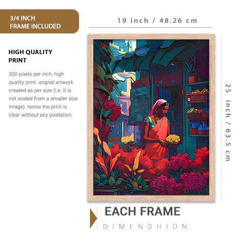 Image of kotart Premium Digital Traditional Art Paintings with Frame for Home Decoration - Painting for Living Room Bedroom Office Room Decor - Painting for Wall Decoration - Pack of 6 (Art 7, 19x25 inch)
