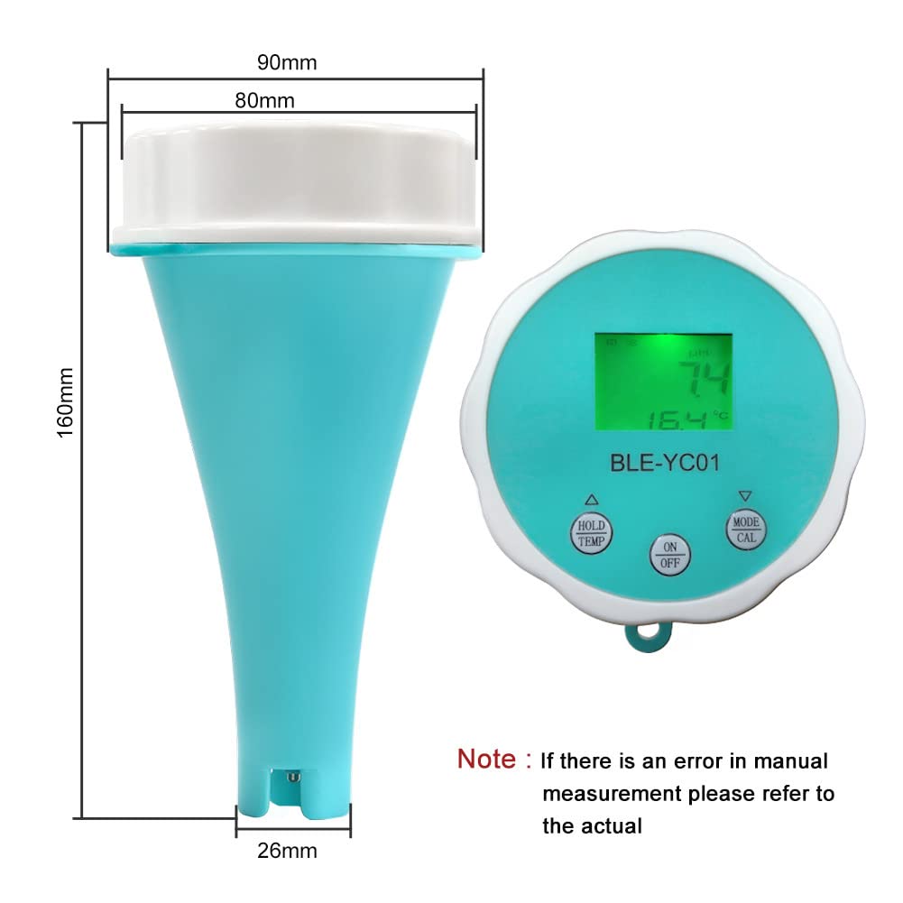 Digital Temp Chlorine, 6 in 1 Bluetooth Tester di qualità dell'Acqua ORP EC TDS PH Temp CL, per Acqua Potabile Domestica, Piscina, Coltura idroponica, Acquario