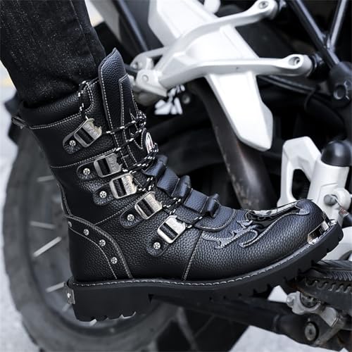 Men Drive Steel Toe Boot Motorcycle Boot Workwear Knight Racing Shoes Leather Thick Soled Non Slip Shoeses2