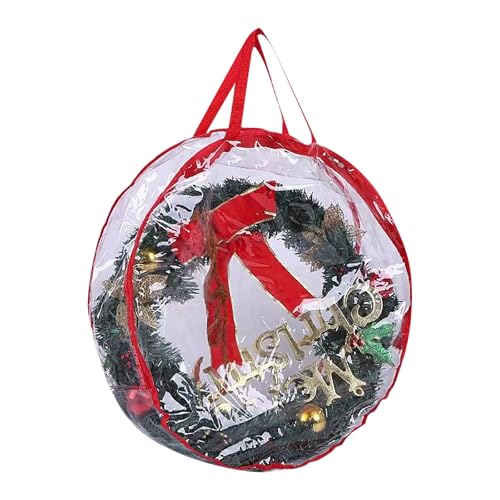 Corlidea - Contenedor de almacenamiento para coronas navideñas, bolsa transparente para coronas de 24/30/36 pulgadas, almacenamiento para guirnaldas navideñas y decoraciones navideñas con cremallera y