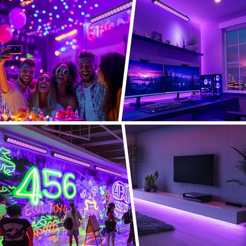 Image of 48W LED Black Light Bar Blacklight Bars with Plug and Switch Light Up 22x22ft Area for Glow Party Halloween Parties Bedroom Decorations Stage Lighting -1Pack