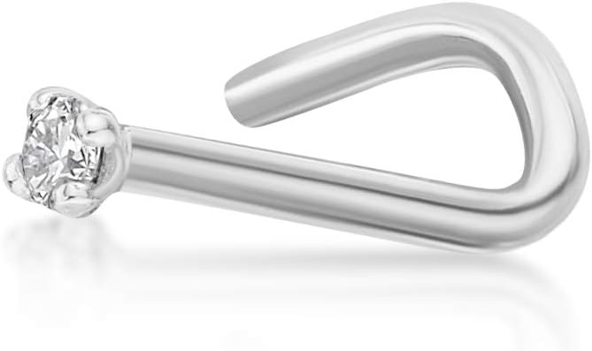 Lavari Jewelers 20 Gauge 0.01 to 0.07 Carat Lab Grown Diamond Curved Screw Nose Stud for Women - 14k Gold 1.3 to 2.7 (D-E, VVS1-VVS2 to I2-I3, cttw) Nose Ring - Unisex Nostril Piercing Jewelry