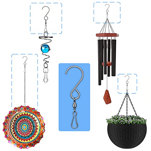 Tsocent Swivel Hooks, 6 Pack 360° Hanging Swivel Hooks With 12.9In Extended Chain For Outdoor Wind Spinners, Wind Chimes, Windsock And Crystal Twisters Parts Supplies (6 Pack) #TOP1
