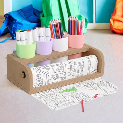 Paper Roll Holder - Arts And Crafts Organizer | Easel Paper Dispenser, Cutter Attachment, Stationary Rack With Dispensing Function, Classroom Scenario For Kids Studio Home Drawing Table Art Projects3