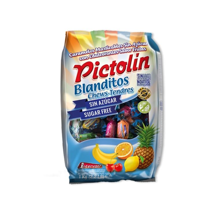iChuches | Pictolín Blanditos | Caramelos masticables Sin Gluten - Sin Azúcar | Bolsa 1 Kg | Sabor: Frutas Sin Azúcar