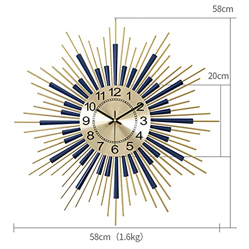Horloge murale silencieuse sans tic-tac en métal 3D de 68 cm