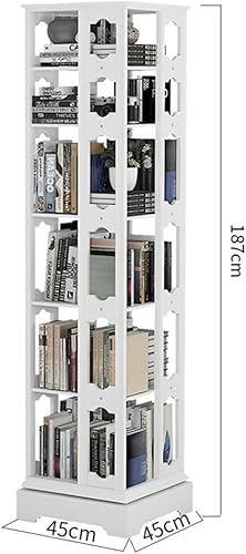 Miniatura 2 de Estantería de madera maciza de rotación de 360 grados, estantería de pie con deflector de letras, estante de almacenamiento de