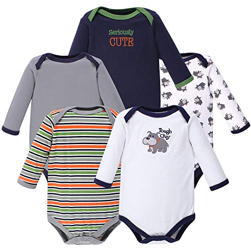 Image of Luvable Friends Baby Unisex Long Sleeve Bodysuits, 5-Pack