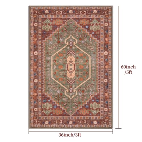 Ciicool Washable 3x5 Area Rug,Boho Non-Slip Indoor Mat for Entryway Kitchen by Ciicool - Used condition - Image 3