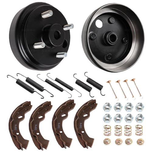 DWLDMLWC Golf Cart Brake Drum & Shoe Repair Kit, for 1996-Up EZGO TXT PDS Electric Golf Carts, Includes Hub Drums, Brake Pads & Springs, Replaces OEM# 19186G1 70794G01 70795G01, Not for Gas Models