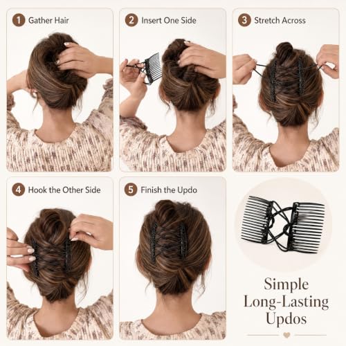 2 Piezas Clips Peine Elásticos para Cabello Rizado Negro miniatura 6