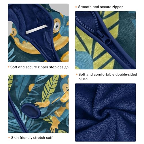 Boys Girls Fleece Jacket Cartoon Monkeys and Bananas Kids Warm Hooded Outwear Coat3