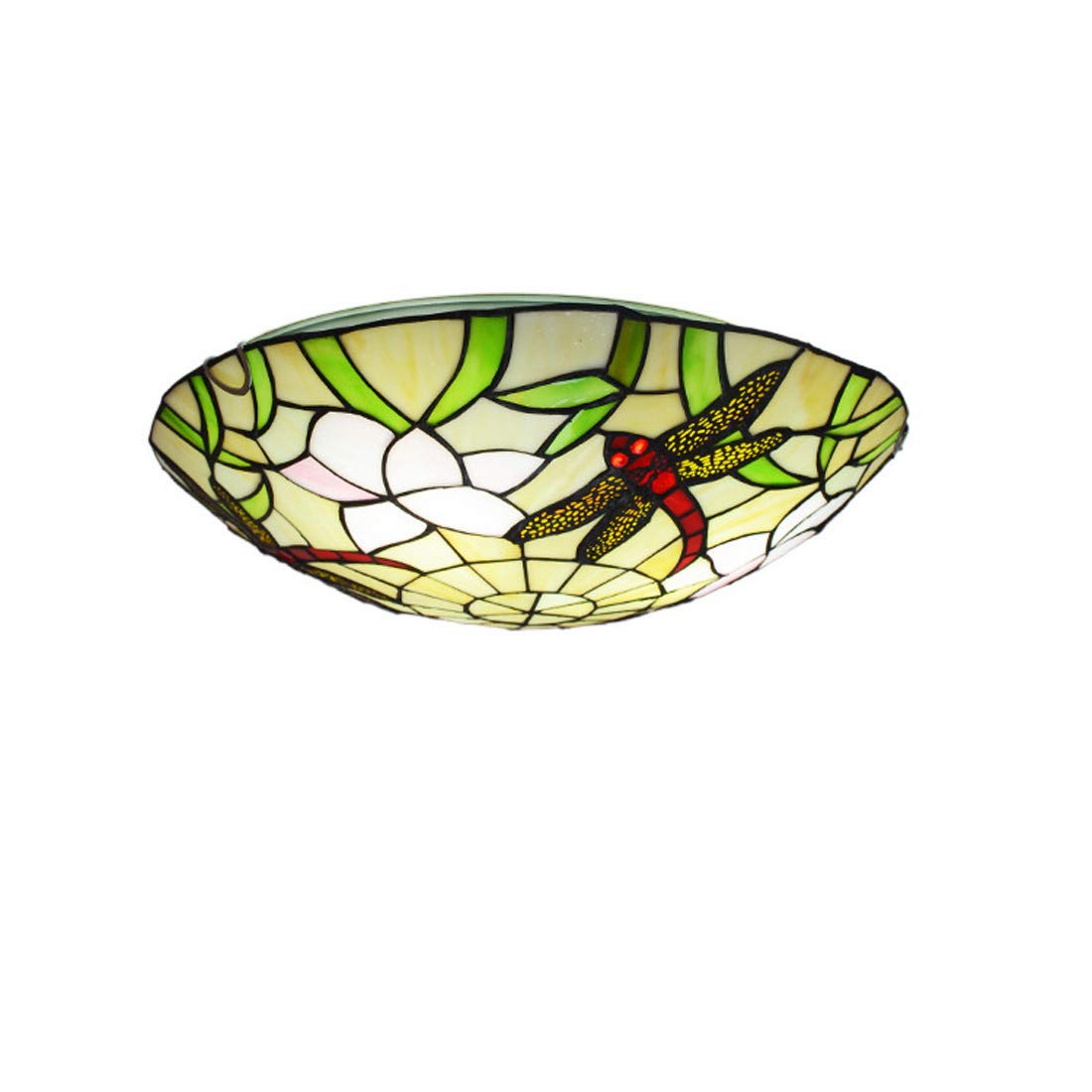 Vintage Dragonfly Ceiling Light Flush Mount,Tiffany Style Round Ceiling Lamp, E27 Bulb, Dimmable Hallway Decoration Ceiling Lighting Fixtures for Bedroom Living Room Bathroom Kitchen,30cm