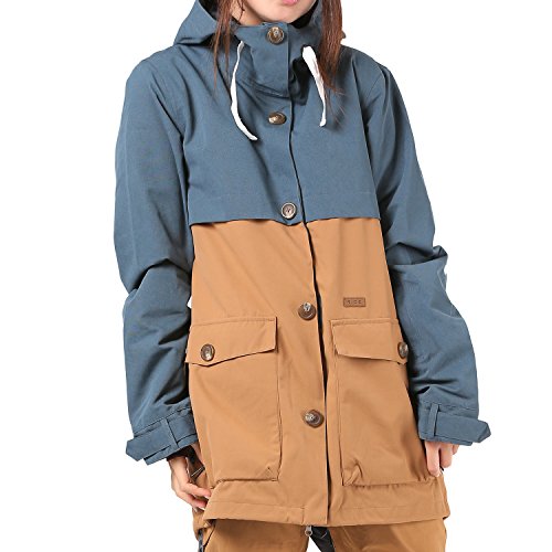 Ride Snowboard Outerwear Women's Capital Fishtail Shell Jacket, Indigo Washout/Camel, Medium
