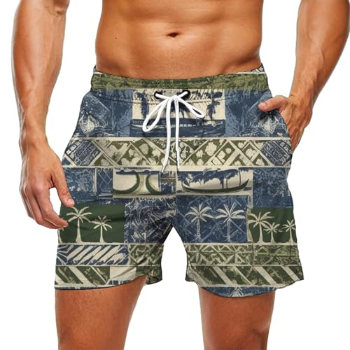 Beach Shorts Men | Casual Hawaiian Plant Graphic Beach Shorts - Breathable Quick Dry Swim Trunks for Vacation Everyday Wear