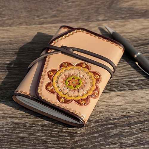 Carnet en cuir brun clair idéal pour vos carnets de voyage et notes - 5