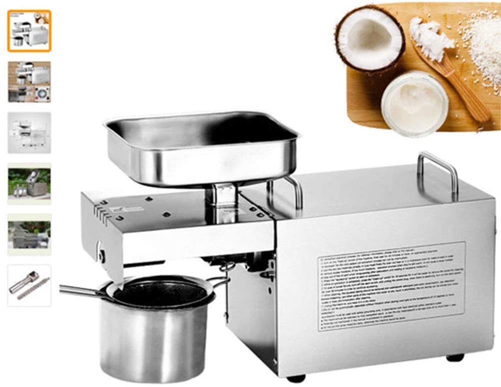 Automatische Ölpresse, Kalt-/Heißnussöl-Extraktor, 304 Edelstahl, für Zuhause, kommerzielle Öl-Expeller für Oliven, Erdnüsse, Sesam, Leinsamen, Perilla, Walnuss, Mandel usw