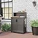 Suncast Patio Plastic Storage and Prep Station with Decorative Wicker Pattern and Multi Wall Panels for Patio, Garden, and Lawn Use, Stoney Gray