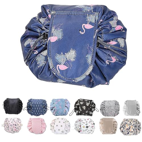 Image of Maharsh Women's Convenient and Waterproof Multifunction Portable Lazy Travel Cosmetic Storage Makeup Organizer Toiletry Bag with Drawstrings (Blue Duck)