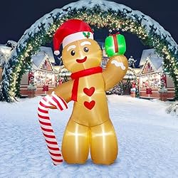 240 cm aufblasbarer Weihnachts-Lebkuchenmann mit LED-Lichtern – die süßeste Weihnachtsdekoration für Garten und Haus!