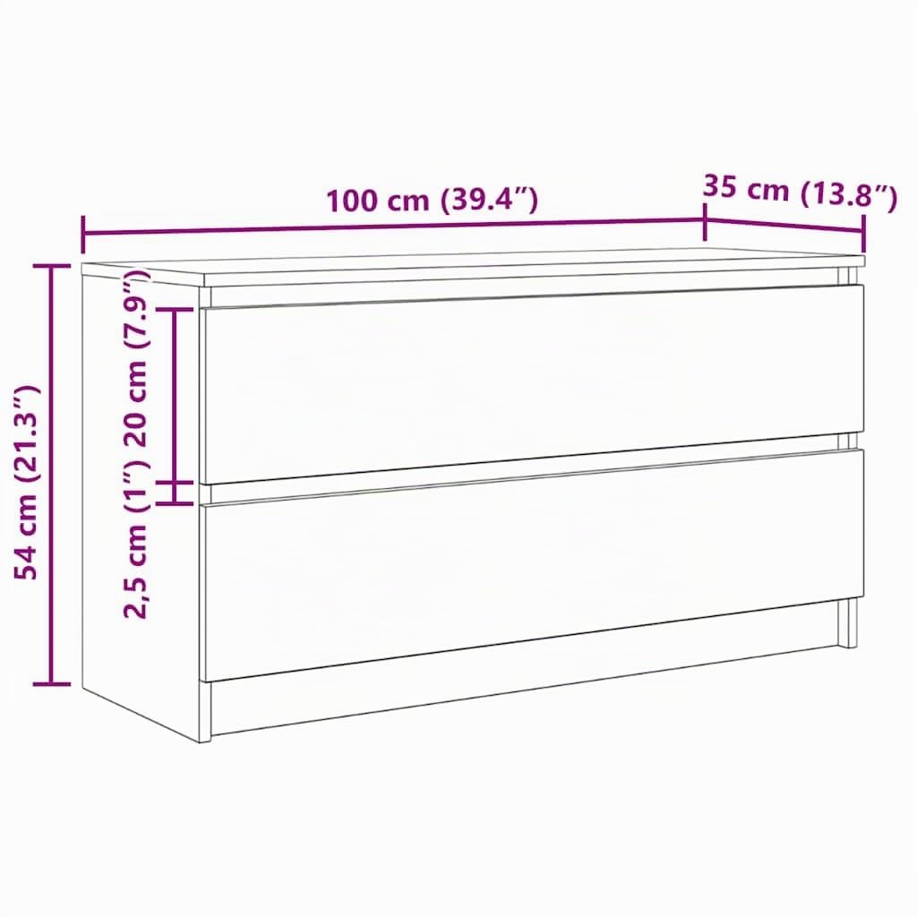vidaXL Mobile Porta TV Bianco 100x35x54 cm in Legno Multistrato