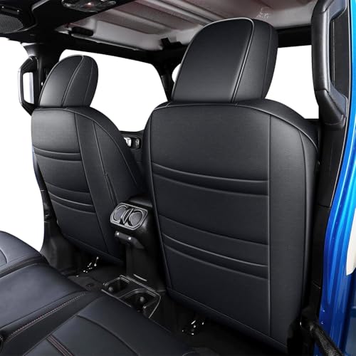 Image of AOMSAZTO Custom Fit Seat Covers for Jeep Gladiator JT 2020 2021 2023 2024 2025 2026 Full Set Black Car Seat Protectors Premium Faux Leather Automobile Seat Seat Cover