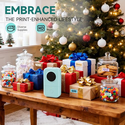 Phomemo Label Maker D30 Labeler,Sticker Printer Machine,Portable Bluetooth Label Printer,Labeler for Gift Office Home Organization,Back to School Supplies for Kids,Teacher (USB Rechargeable)-Green