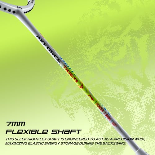 Image of Li-Ning Axforce Tiger Strung Badminton Racquet for Professional Players| 32 LBS Max Tension | Head Heavy | 7mm Flexible Shaft | Carbon Fibre Frame