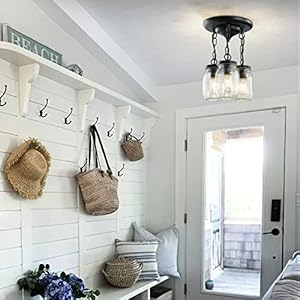 Mason Jar Light Fixtures 3-Light Flush Mount Light Fixture Farmhouse Flush Ceiling Light Mason Jar Black Country Lights for Kitchen Dining Room Hallway Entryway Mason Jar Light Fixtures 3 Light Flush Mount Light Fixture Farmhouse Flush Ceiling Light Mason Jar Black Country Lights for Kitchen Dining Room Hallway Entryway