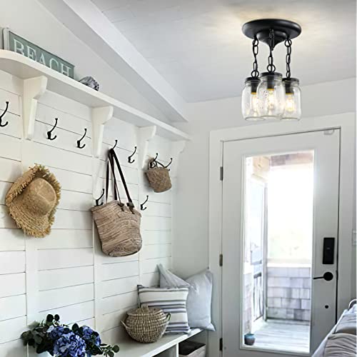 Mason-Jar-Light-Fixtures-3-Light-Flush-Mount-Light-Fixture-Farmhouse-Flush-Ceiling-Light-Mason-Jar-Black-Country-Lights-for-Kitchen-Dining-Room-Hallway-Entryway Mason Jar Light Fixtures 3 Light Flush Mount Light Fixture Farmhouse Flush Ceiling Light Mason Jar Black Country Lights for Kitchen Dining Room Hallway Entryway