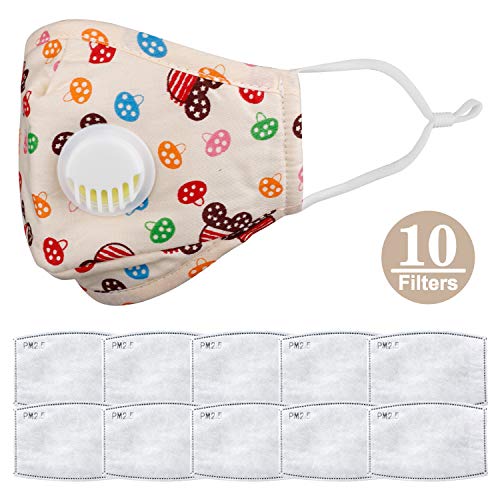 belupai Kids Cotton PM2.5 Anti-smog Anti-Dust, Smoke, Gas and Allergies Adjustable and Reusable N95 Masks Activated Carbon Mask Protection with 10 Filters
