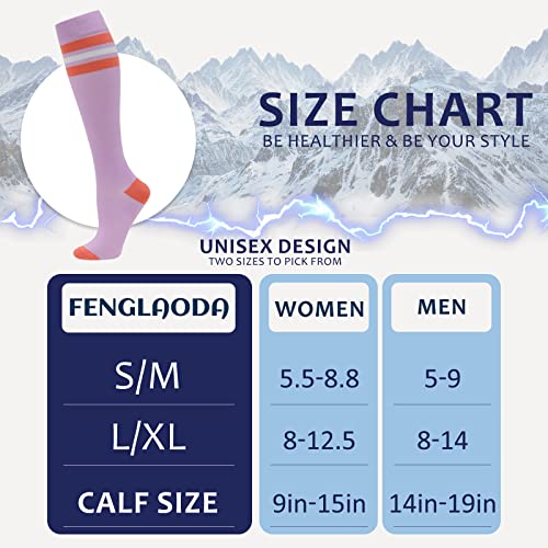 Image of fenglaoda 8 Pairs Compression Socks for Men & Women 20-30 mmHg Knee High Nurse Pregnant Running Medical and Travel Athletic