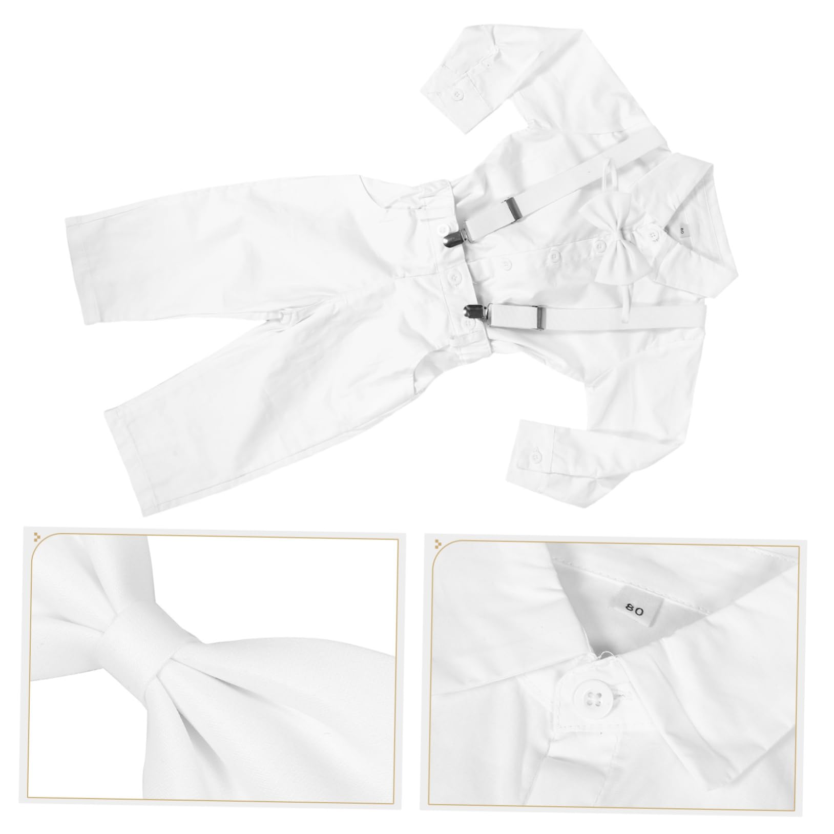 Traje de bautismo infantil camisa de manga larga para bebé trajes para pequeños para bodas atuendo de chico de shower Traje de caballero bebé algodón blanco