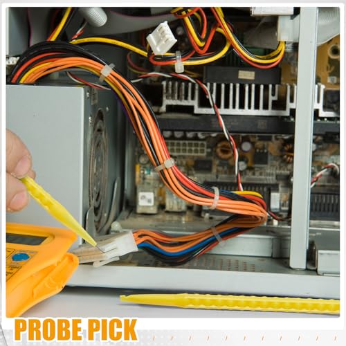 Image of Daifunli 15 Pcs Probe Pick Spudger Tools Bulk Nylon with L-Shaped Wire Hook 7 inch Length for Telecom Data Communication and Alarm Installers (Yellow)