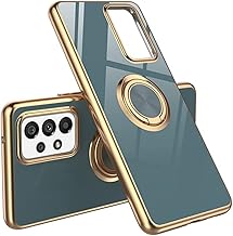 Galaxy A53 5G Case with Ring with Strap Hole [DINGXIN] docomo SC-53C au SCG15 Shockproof TPU Magnetic Car Holder Compatible Galaxy a53 Case Soft Plating (Gray Blue)