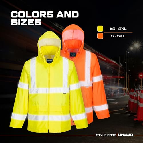 Image of Portwest UH440 Men's Lightweight Waterproof Hi Vis Reflective Rain Jacket