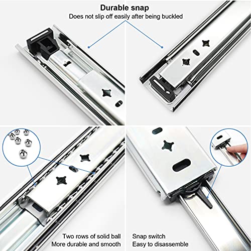 Kcolvsion 1 Pair 34 Inch 260 Lb Capacity Heavy Duty Drawer Slides(With Stainless Screws),Side Mount Undermount Full Extension 3 Fold Ball Bearing Stainless Steel Hardware Drawer Rails thumb #2