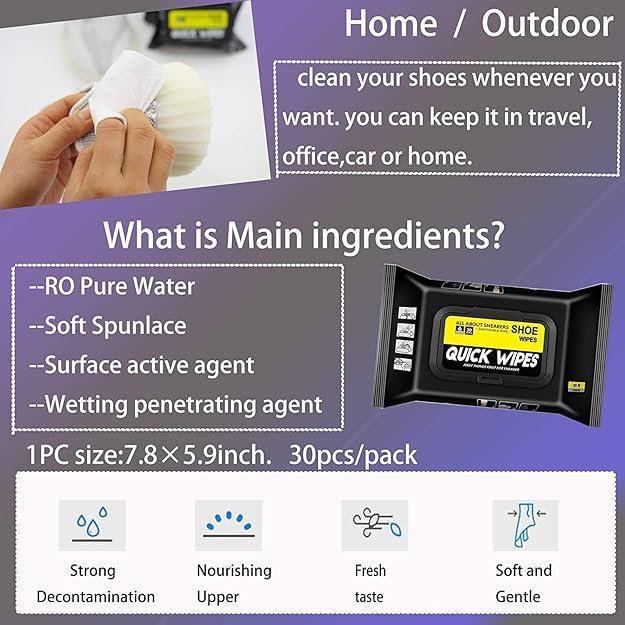 Image of Tails Shoe Sneaker Wipes Cleaner Quick Wipes Disposable Travel Portable Removes Dirt, Stains Instant Sneaker Cleaner, Premium, Wipes for Cleaning & Whitening Shoe Soles (80 Piece)