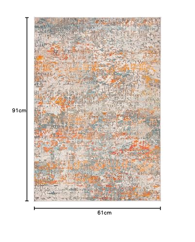 Safavieh Modern Chic Rug for Living Room Dining Room Bedroom - Madison Collection Short Pile Grey and Orange 24 x 36 Inch - Image 2