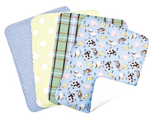 Trend Lab Set of 4 Burp Cloth, Baby Barnyard