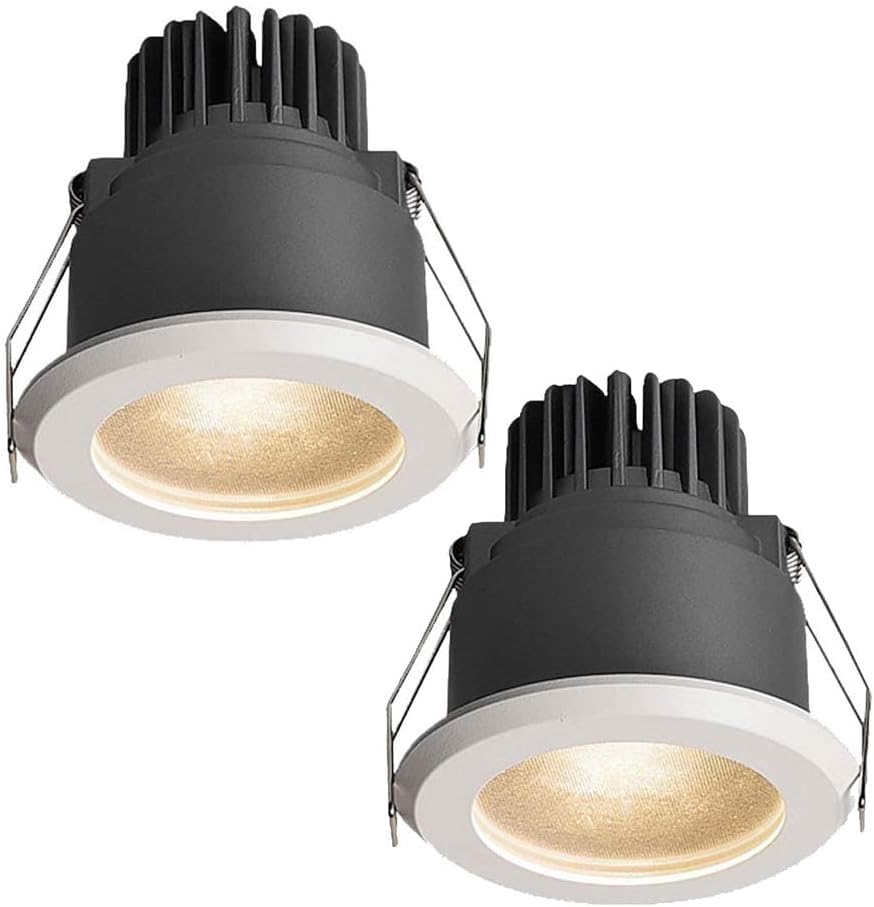 USMJQVZ 2-Pack LED Recessed Can Retrofit Light IP65 Waterproof ED Recessed Ceiling Lights 3CCT LED Integrated LED Recessed Lighting White Round Baffle Trim for Bathroom Kitchen Island