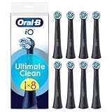 Oral-B iO Ultimate Clean Black Ersatz-Rundbürstenspitze, mit Kreuzungsfasern für fortgeschrittene Feinreinigung und Entfernung von Bakterienplatte,Oral-B iO, 8