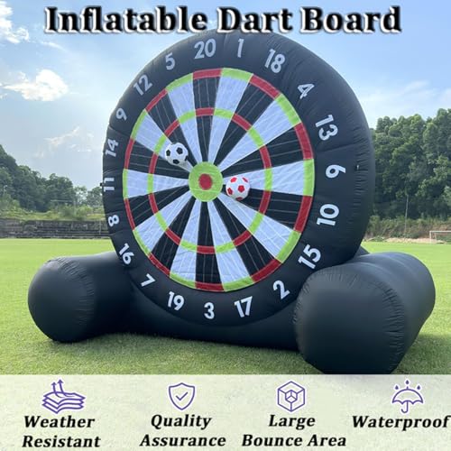 VFMVOYNZ 10 Fuß aufblasbares Fußball-Dartboard für Erwachsene und Kinder, riesige aufblasbare Fußballspiele, Outdoor-Spiele, riesige Kick-Darts mit 8 klebrigen Fußballbällen und Gebläse – Bild 4
