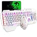 Produktbild Hoopond-Technologie Tastatur und Maus Kombination verdrahtet Hybrid/RGB 16 Arten von Hintergrundbeleuchtung Weißmetall Spieltastatur mit Handunterstützung + 3200DPI 4-Farben-Atemlicht Maus + Mauspad