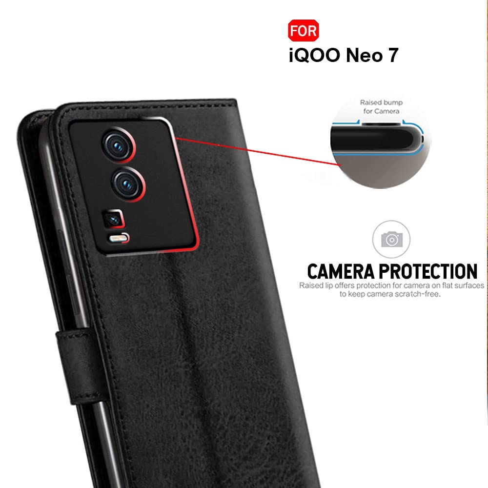 iQOO Neo 7 Flip Cover - Genuine Leather Style -7
